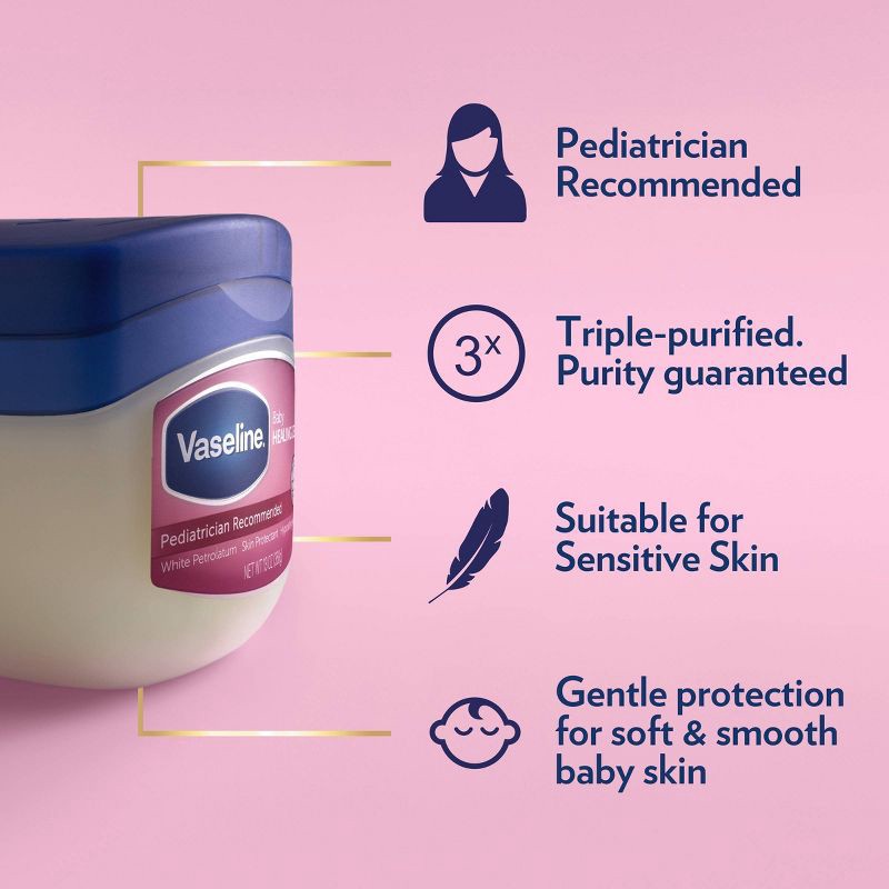 slide 5 of 10, Vaseline Baby Hypoallergenic Petroleum Healing Jelly & Diaper Rash Skin Protectant - 13oz, 13 oz