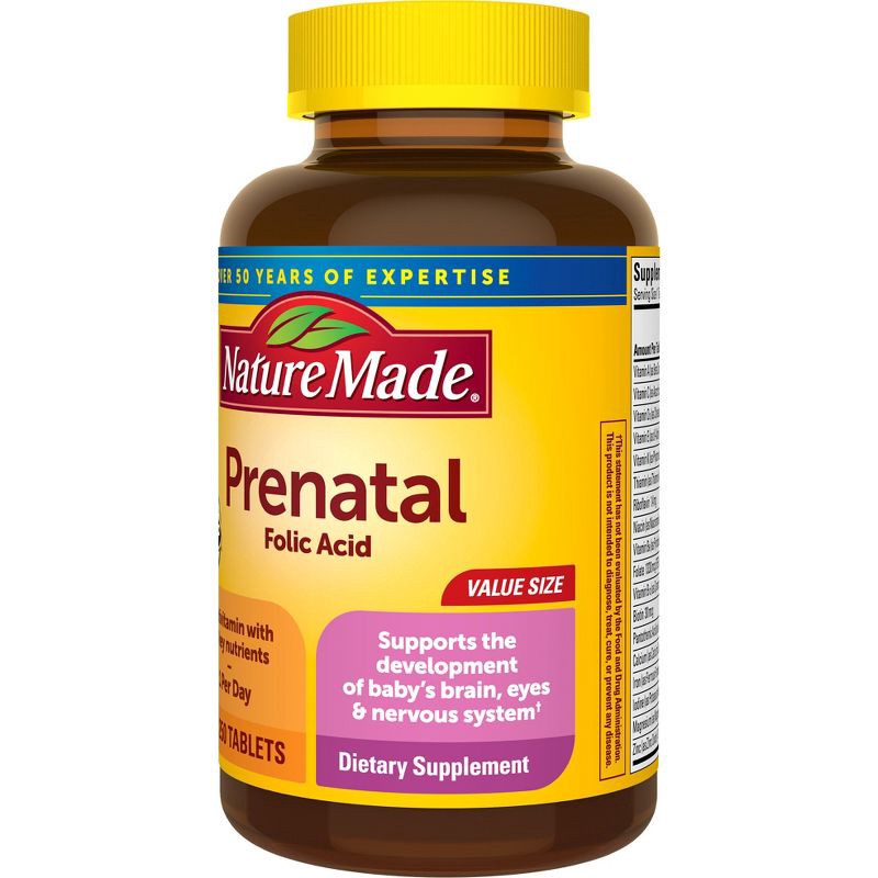 slide 2 of 9, Nature Made Prenatal Multivitamin with Folic Acid, Prenatal Vitamin & Mineral Supplement Tablets - 250ct, 250 ct