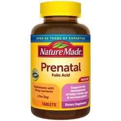 Nature Made Prenatal Multivitamin with Folic Acid, Prenatal Vitamin & Mineral Supplement Tablets - 250ct