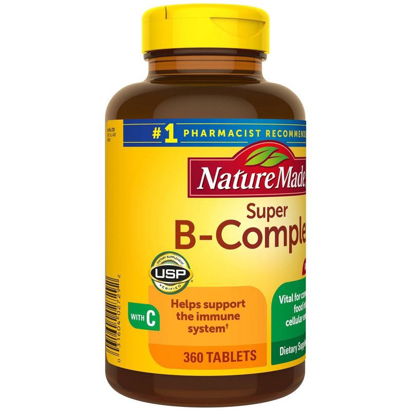 slide 6 of 6, Nature Made Super Vitamin B Complex with Folic Acid + Vitamin C for Immune Support Tablets - 360ct, 360 ct