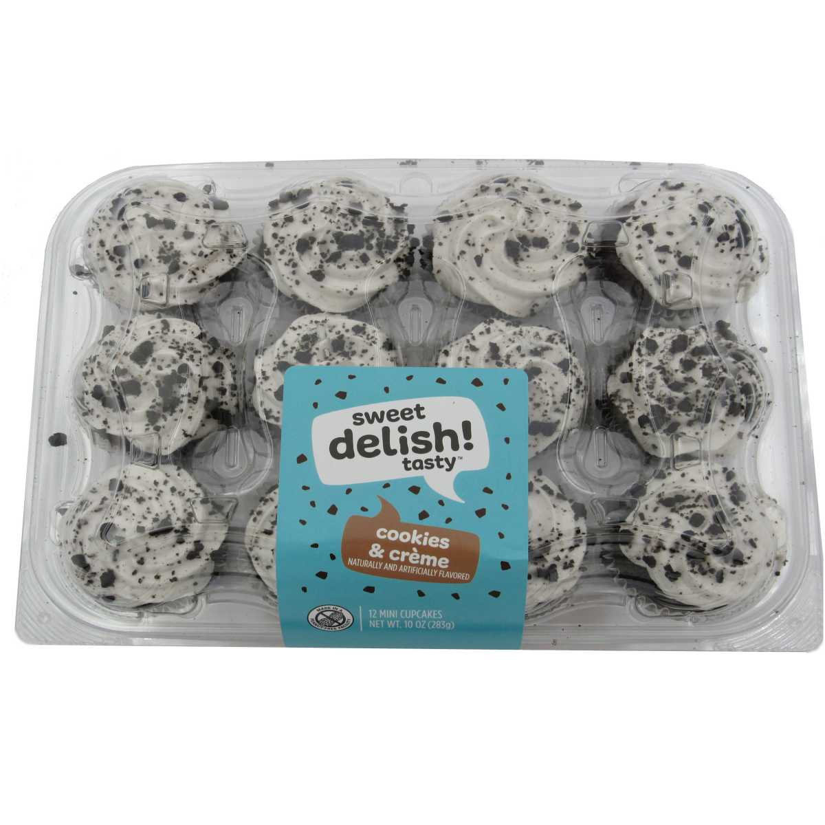 slide 1 of 1, Sweet Delish Cookies N Crème Mini Cupcakes 12 count, 10 oz