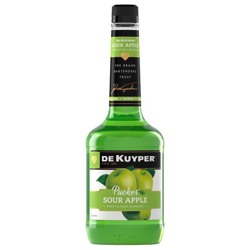 slide 1 of 5, DeKuyper Pucker Sour Apple Schnapps Liqueur 750 ml, 750 ml