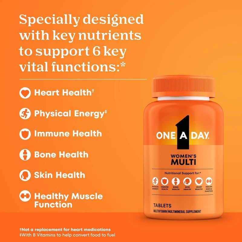 slide 4 of 9, One A Day Women's Multivitamin with Biotin, & Skin Health Support Tablets - 200ct, 200 ct