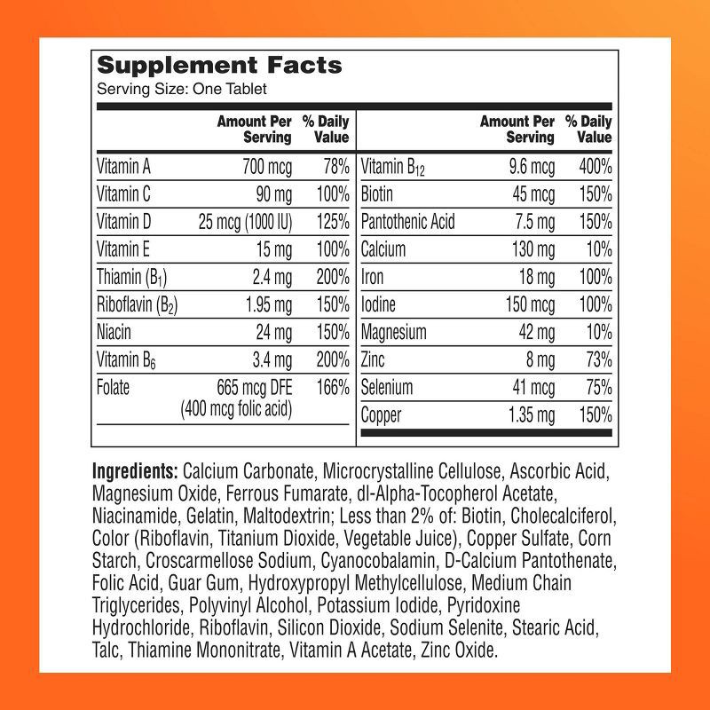 slide 9 of 9, One A Day Women's Multivitamin with Biotin, & Skin Health Support Tablets - 200ct, 200 ct