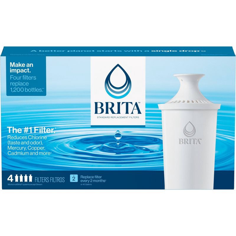 slide 10 of 12, Brita Replacement Water Filters for Brita Water Pitchers and Dispensers - 4ct: Reduces Odors, 2-Month Filter Life, 4 ct