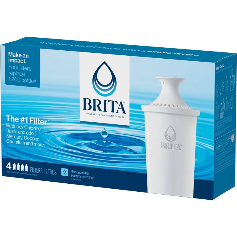 slide 12 of 12, Brita Replacement Water Filters for Brita Water Pitchers and Dispensers - 4ct: Reduces Odors, 2-Month Filter Life, 4 ct