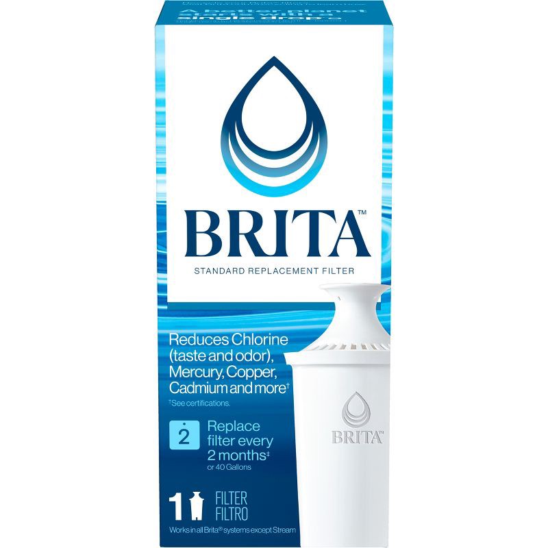 slide 2 of 10, Brita Advanced Replacement Water Filter for Pitchers: Reduces Odors, Filters Chlorine, 1 ct