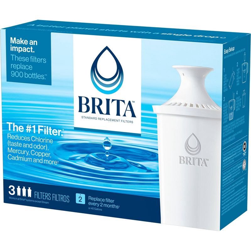 slide 12 of 12, Brita Replacement Water Filters Water Pitchers and Dispensers - 3ct: Reduces Odors, 2-Month Filter Life, 3 ct