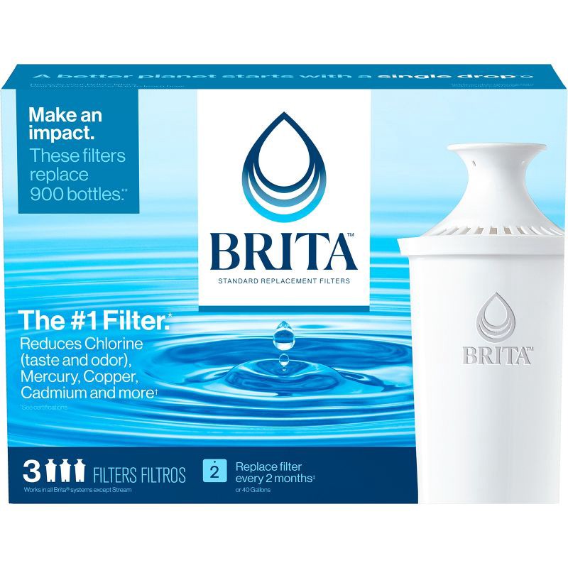 slide 1 of 12, Brita Replacement Water Filters Water Pitchers and Dispensers - 3ct: Reduces Odors, 2-Month Filter Life, 3 ct
