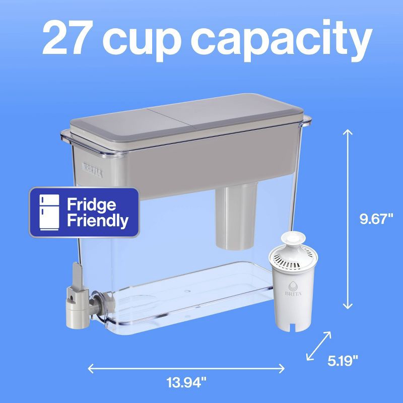 slide 13 of 15, Brita Extra Large 27-Cup UltraMax Filtered Water Dispenser with Filter - Gray: Water Filtration, Hand Wash, Flip-Top Lid, 1 ct
