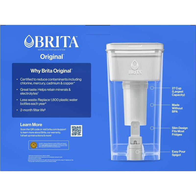 slide 14 of 15, Brita Extra Large 27-Cup UltraMax Filtered Water Dispenser with Filter - Gray: Water Filtration, Hand Wash, Flip-Top Lid, 1 ct