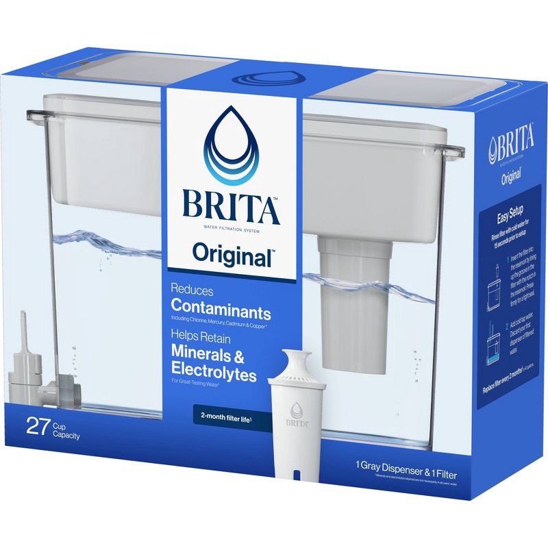 slide 15 of 15, Brita Extra Large 27-Cup UltraMax Filtered Water Dispenser with Filter - Gray: Water Filtration, Hand Wash, Flip-Top Lid, 1 ct