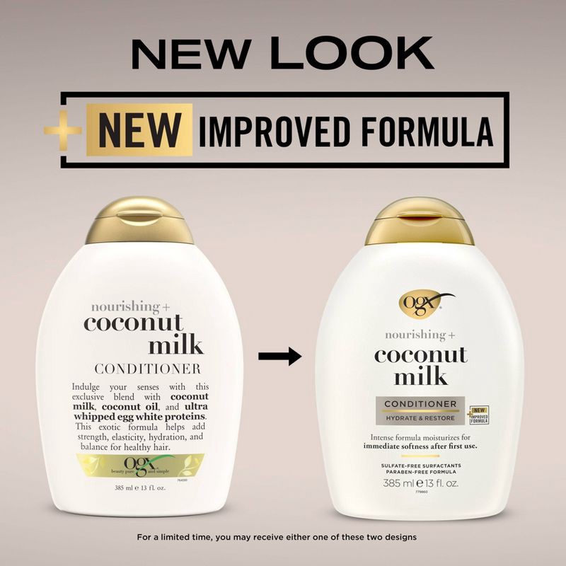 slide 3 of 10, OGX Nourishing + Coconut Milk Conditioner for Strong & Healthy Hair - 13 fl oz, 13 fl oz