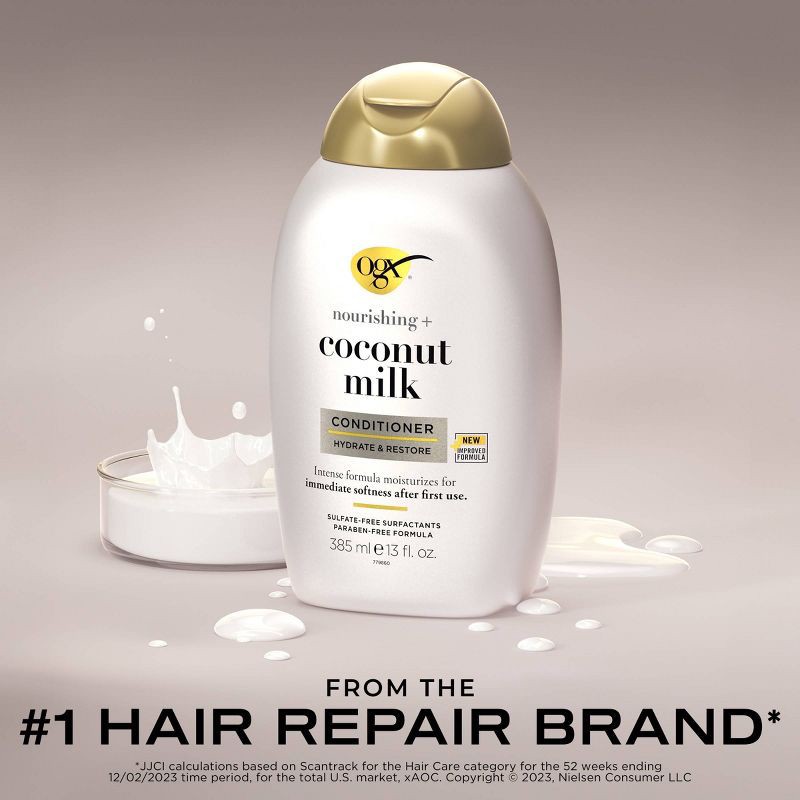 slide 4 of 10, OGX Nourishing + Coconut Milk Conditioner for Strong & Healthy Hair - 13 fl oz, 13 fl oz