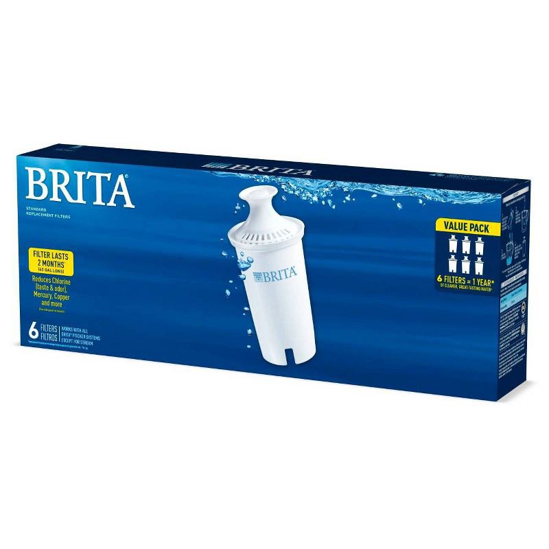 slide 12 of 13, Brita Replacement Water Filters for Brita Water Pitchers and Dispensers - 6ct: Reduces Odors, Filters Chlorine, 6 ct