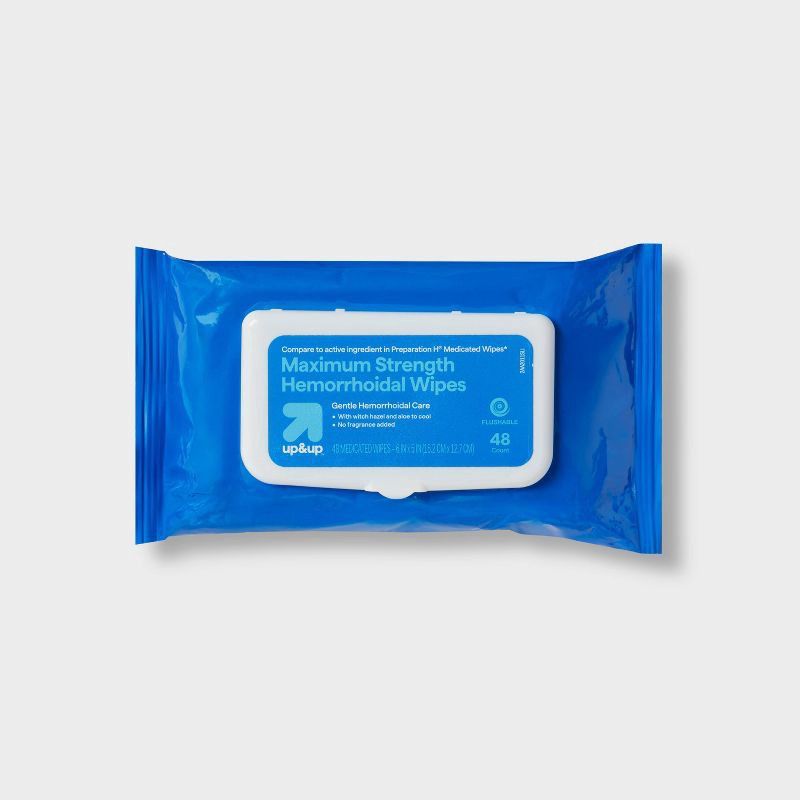 slide 1 of 5, Medicated Hemorrhoid Fragrance free Wipes - 48ct - up&up™, 48 ct