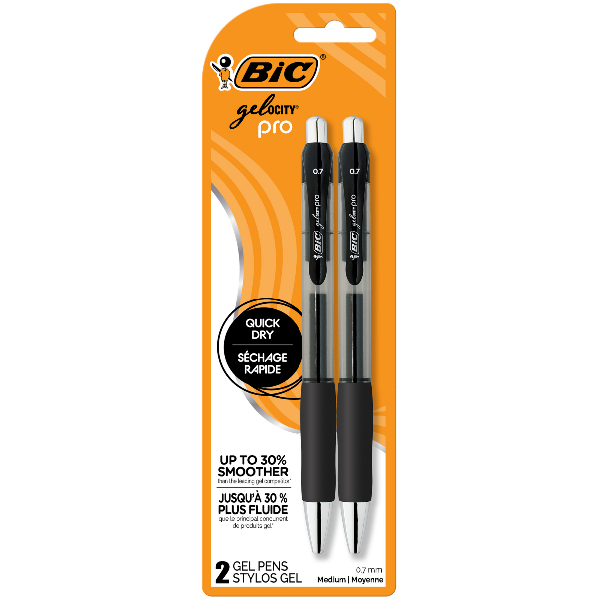 slide 1 of 1, Bic Gelocity Pro .7mm - BLK 2CT, 2 ct