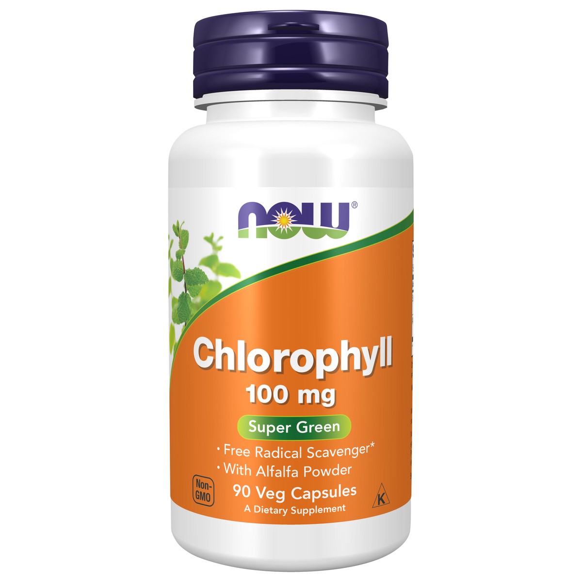 slide 1 of 4, NOW Chlorophyll 100 mg - 90 Veg Capsules, 100 ct