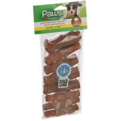 Paws Happy Life Porkhide Twist Rolls, with Duck Meat Wrap, 3 Inch, 8 Pack