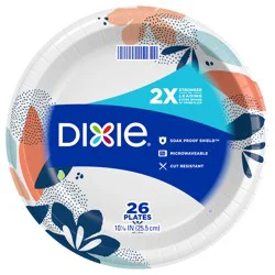 Dixie Compostable 10 Inch Paper Plates, 26 Count