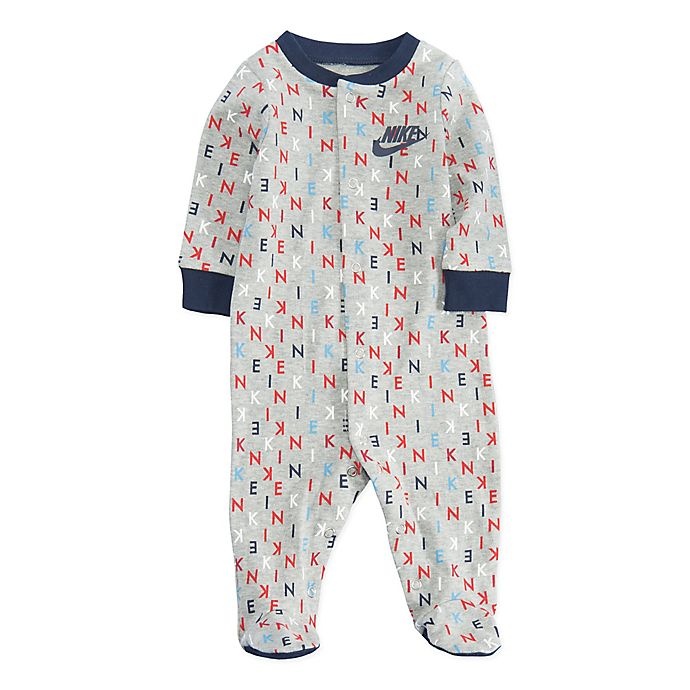 slide 1 of 2, Nike Newborn Logo Print Footed Coverall - Grey, 1 ct