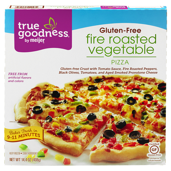 slide 1 of 3, True Goodness Gluten-Free Fire Roasted Vegetable Pizza, 14.4 oz