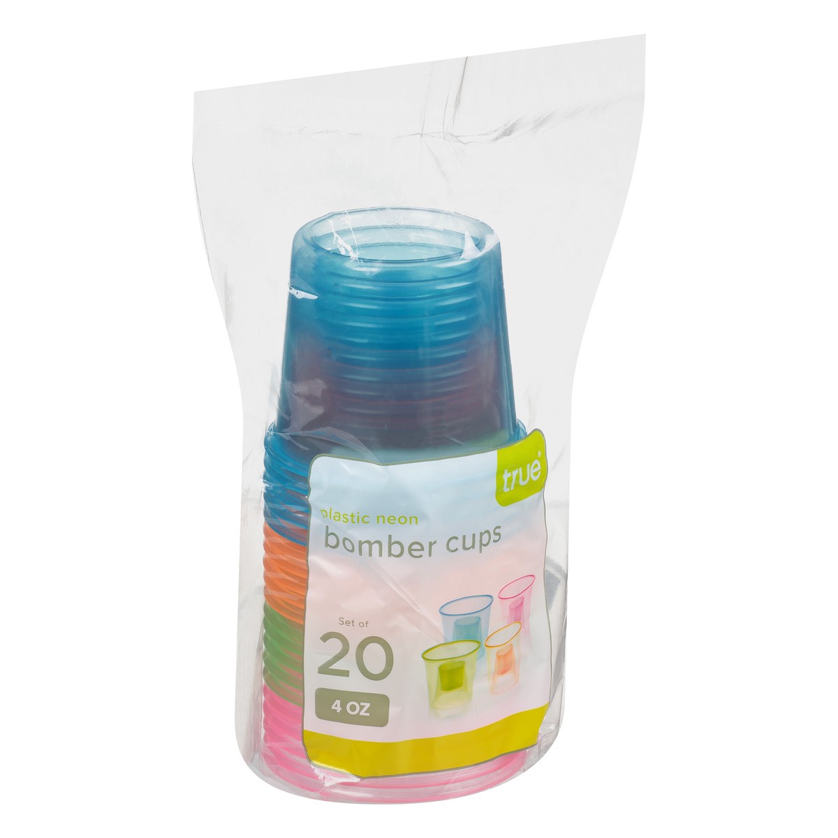 slide 6 of 11, TRUE 4 Ounce Plastic Neon Bomber Cups 20 ea, 20 ct