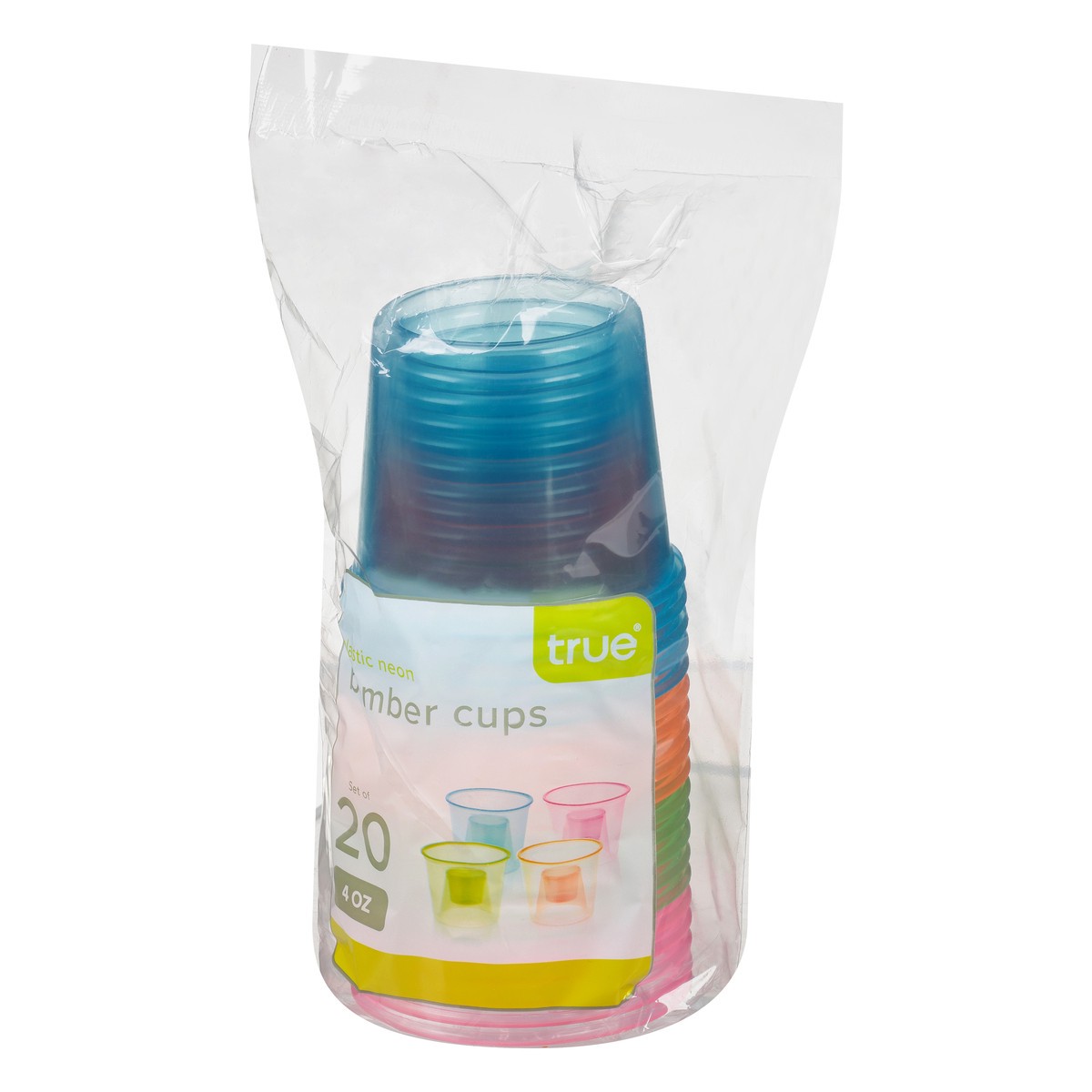 slide 2 of 11, TRUE 4 Ounce Plastic Neon Bomber Cups 20 ea, 20 ct