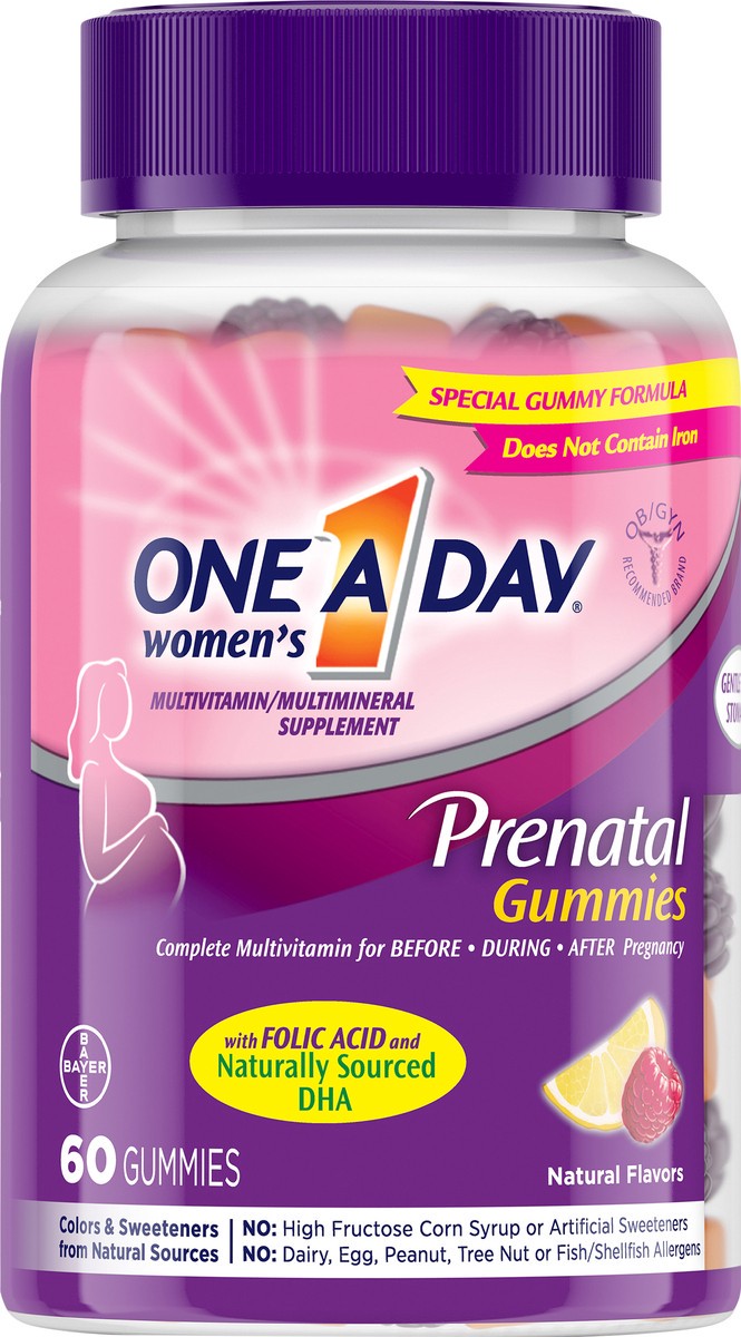 slide 6 of 6, One A Day Women's Prenatal Gummies 60 ea Bottle, 60 ct