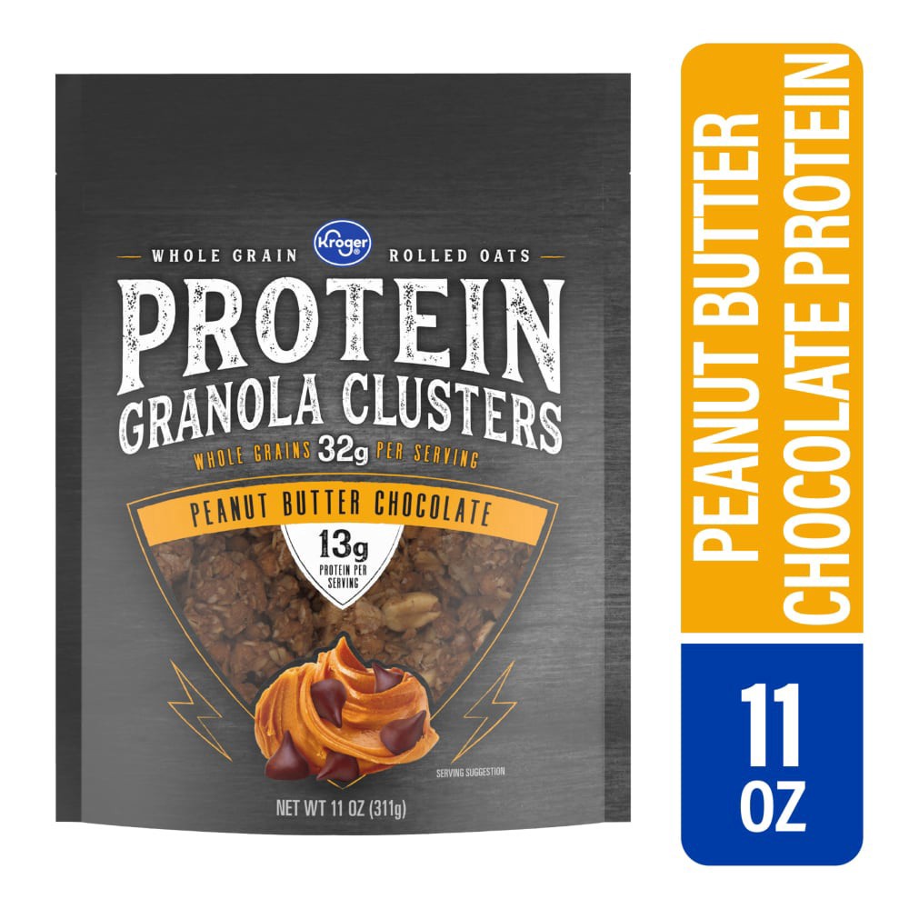 slide 3 of 3, Kroger Peanut Butter Chocolate Protein Granola Clusters, 11 oz