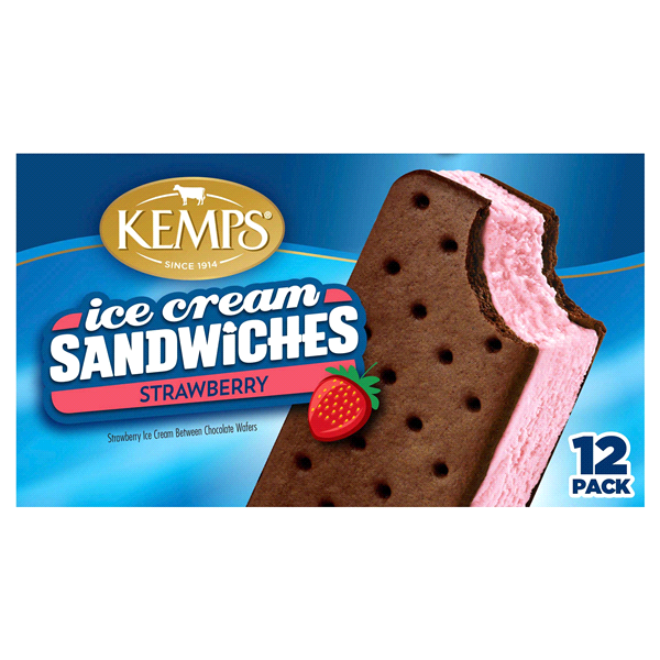 slide 1 of 1, Kemps Strawberry Ice Cream Sandwich, 12 ct