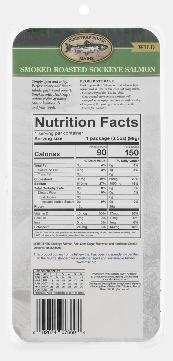 slide 11 of 12, Ducktrap River of Maine Smoked/Roasted Sockeye Salmon 3.5 oz, 3.5 oz