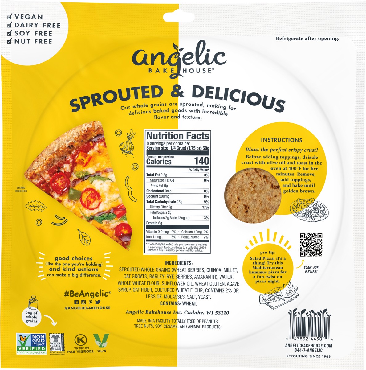 slide 3 of 7, Angelic Bakehouse Flatzza Sprouted Whole Grain Thin Pizza Crusts, 2 ct; 14 oz
