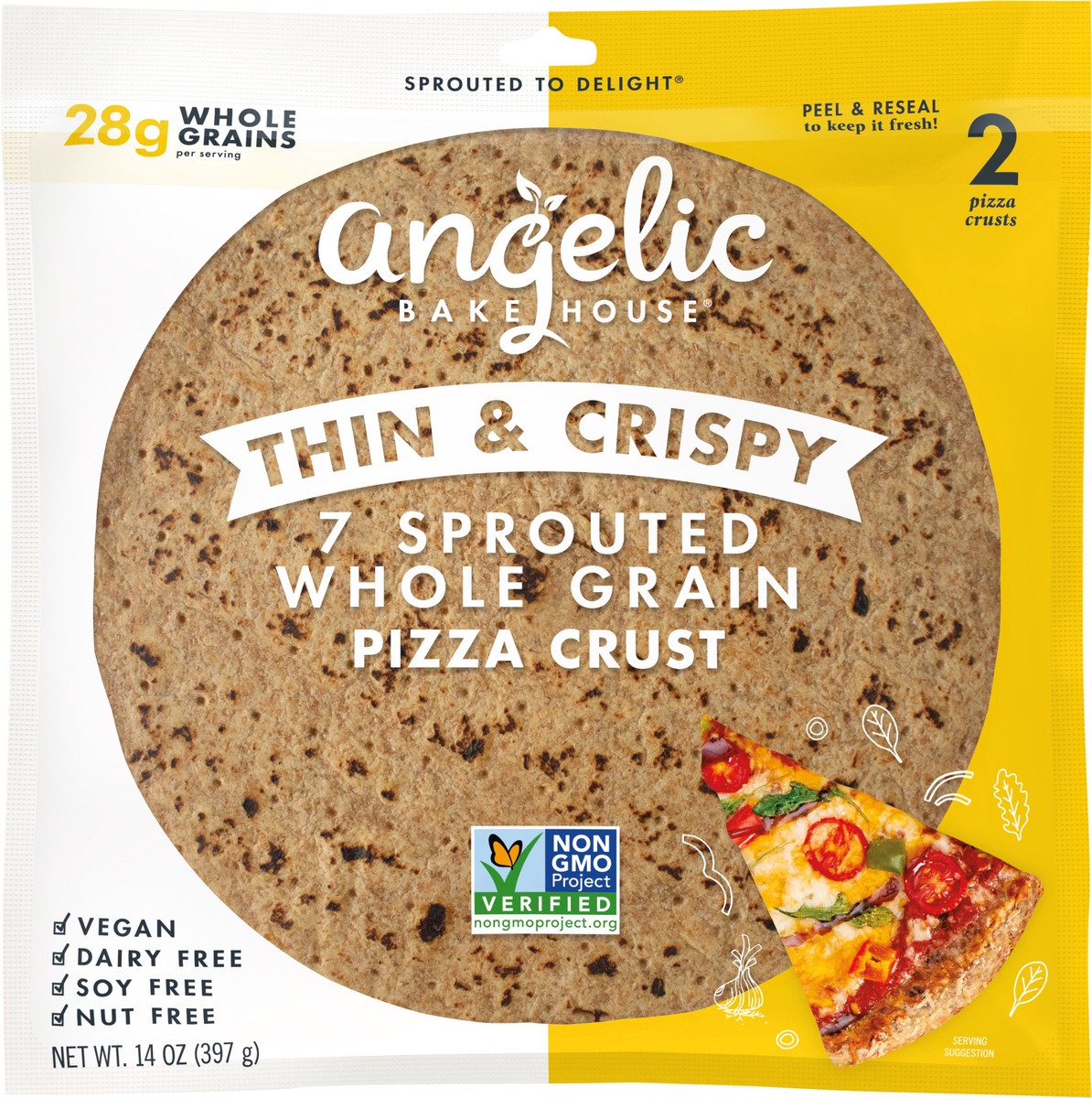 slide 4 of 7, Angelic Bakehouse Flatzza Sprouted Whole Grain Thin Pizza Crusts, 2 ct; 14 oz
