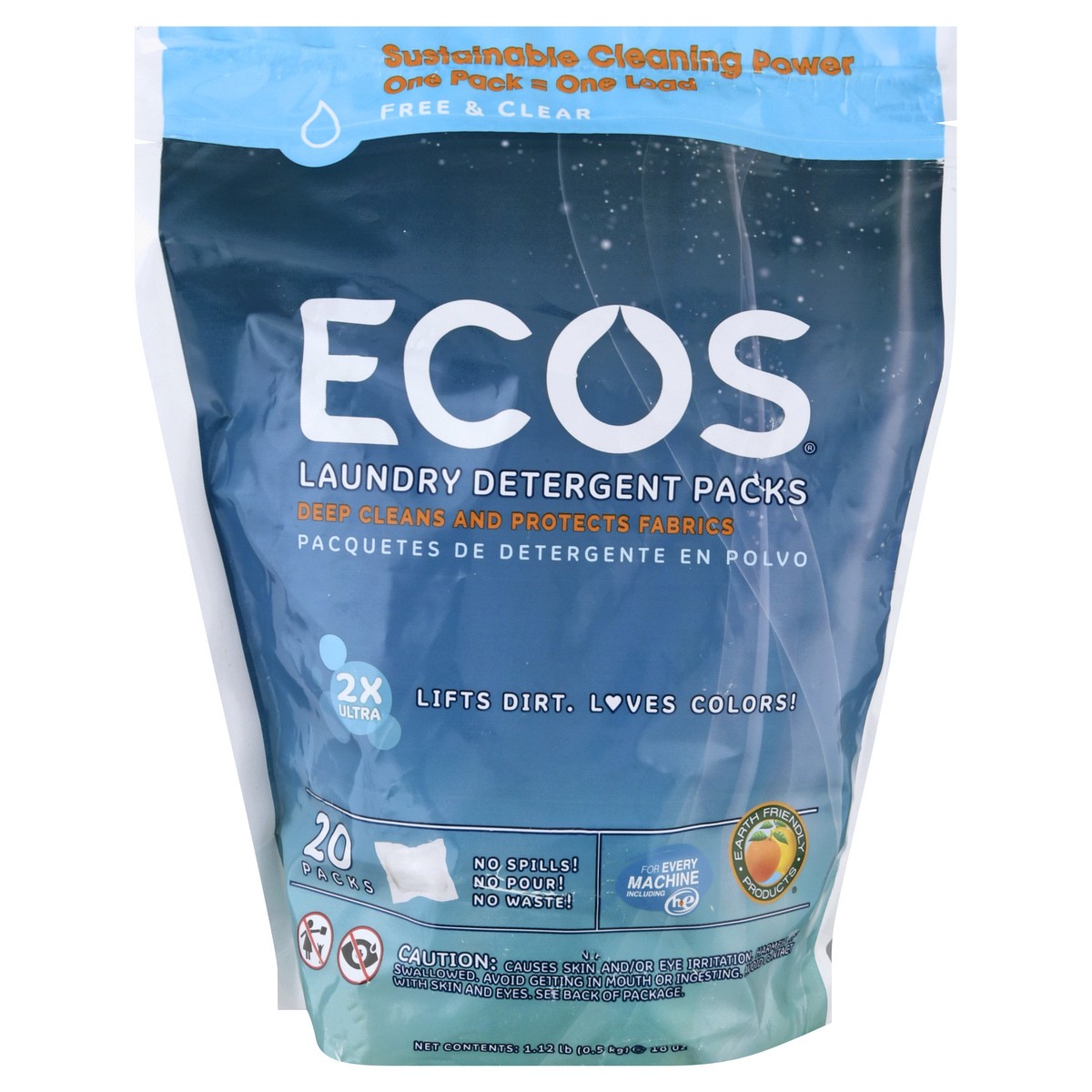 slide 1 of 9, ECOS Free & Clear Laundry Detergent Packs 20 ea, 20 ct