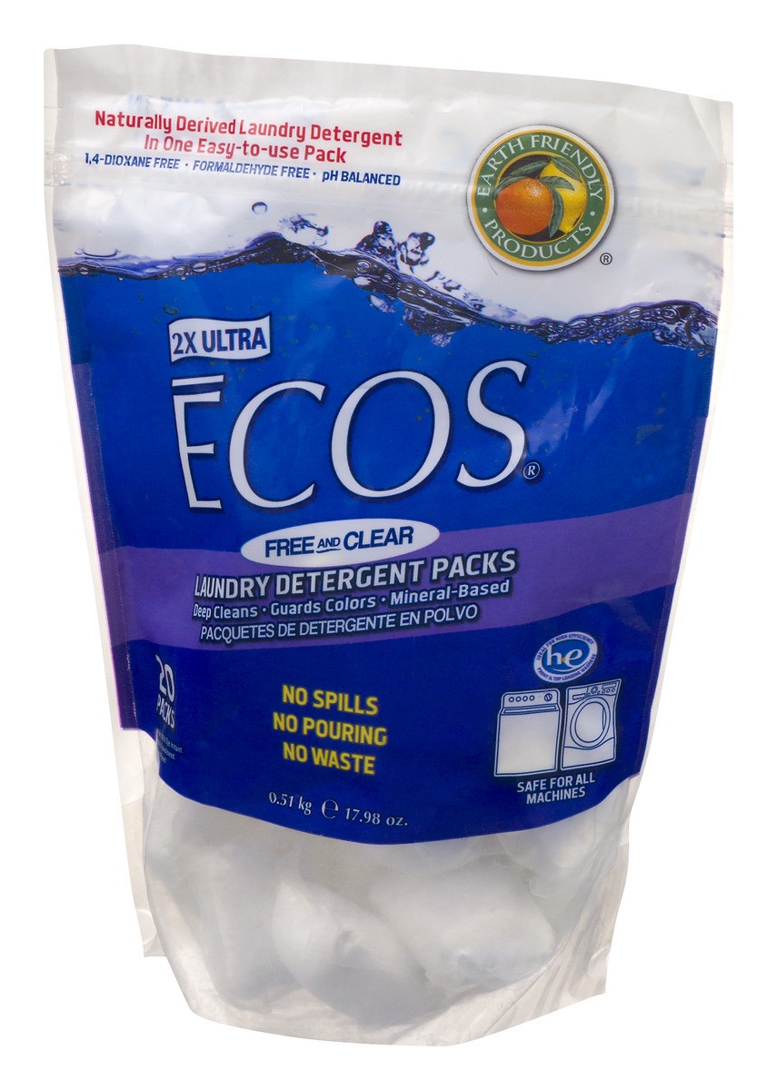 slide 2 of 9, ECOS Free & Clear Laundry Detergent Packs 20 ea, 20 ct