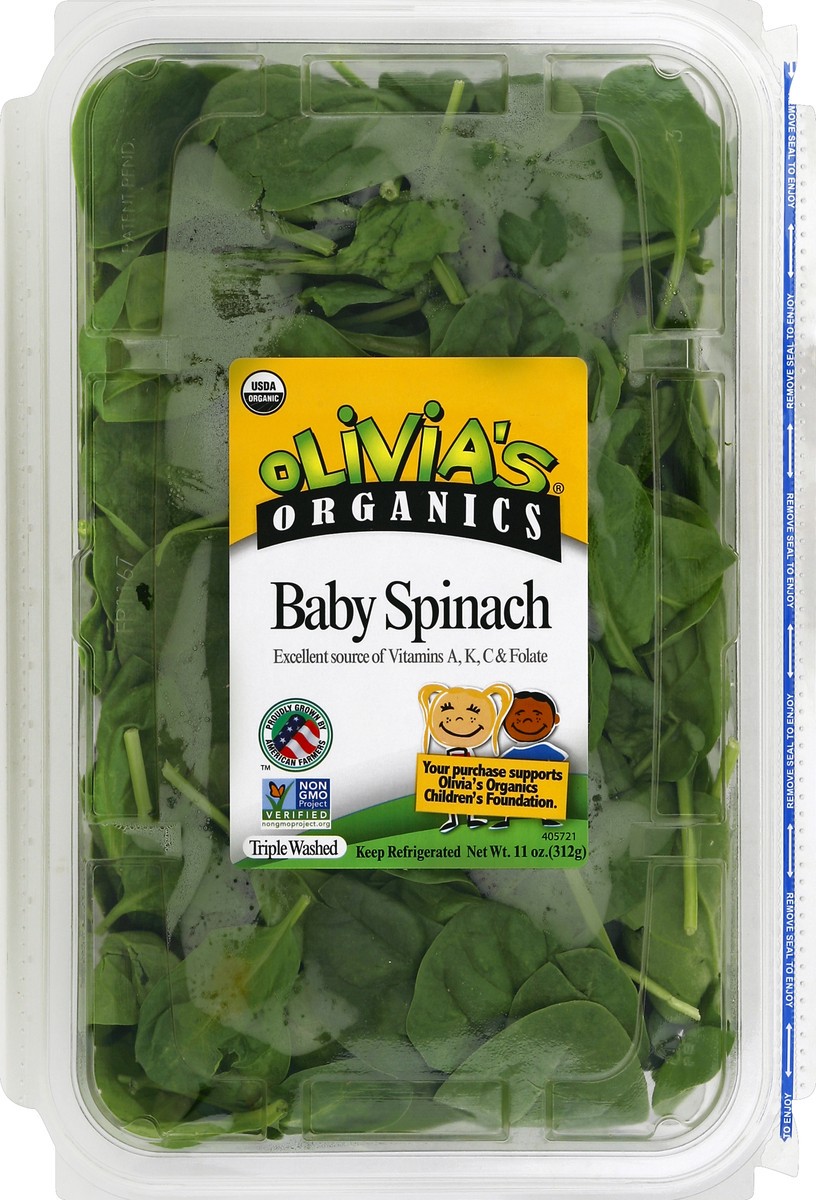 slide 4 of 4, Olivia's Organics Baby Spinach, 11 oz