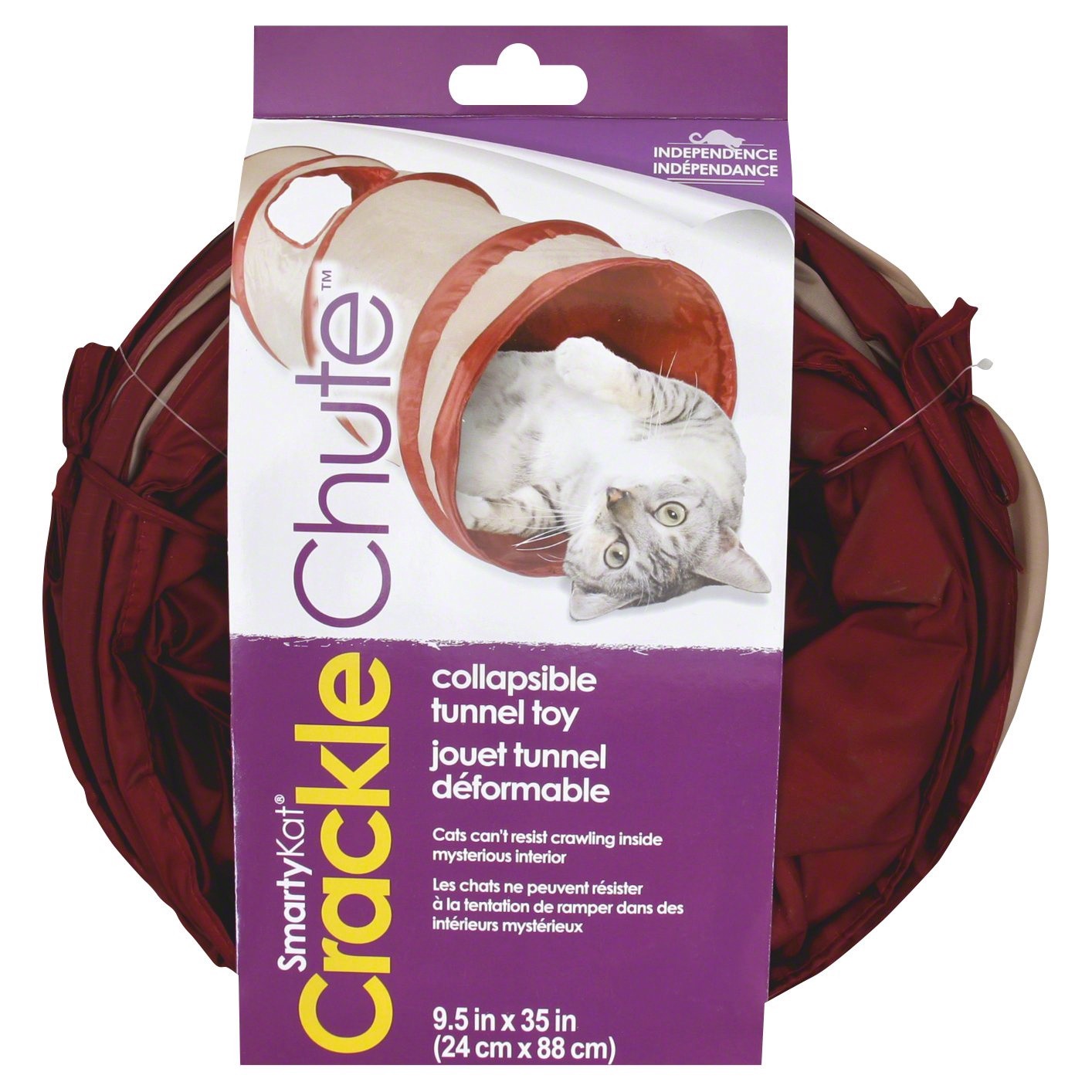 slide 1 of 2, SmartyKat Crackle Chute Collapsible Tunnel Toy, 1 ct