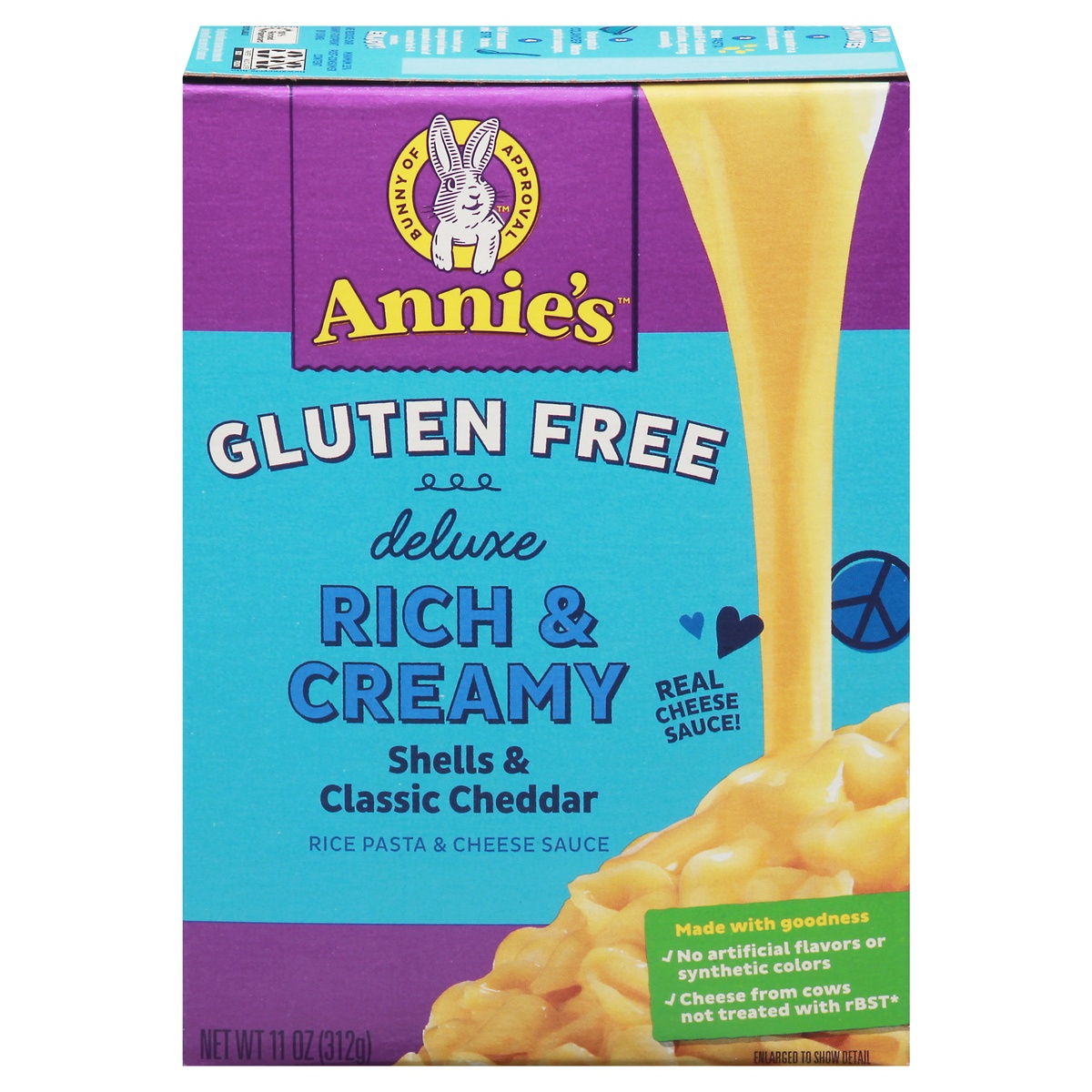 slide 1 of 10, Annie's Gluten Free Macaroni and Cheese Dinner, Deluxe Rich & Creamy, Shells & Classic Cheddar 11 oz, 11 oz