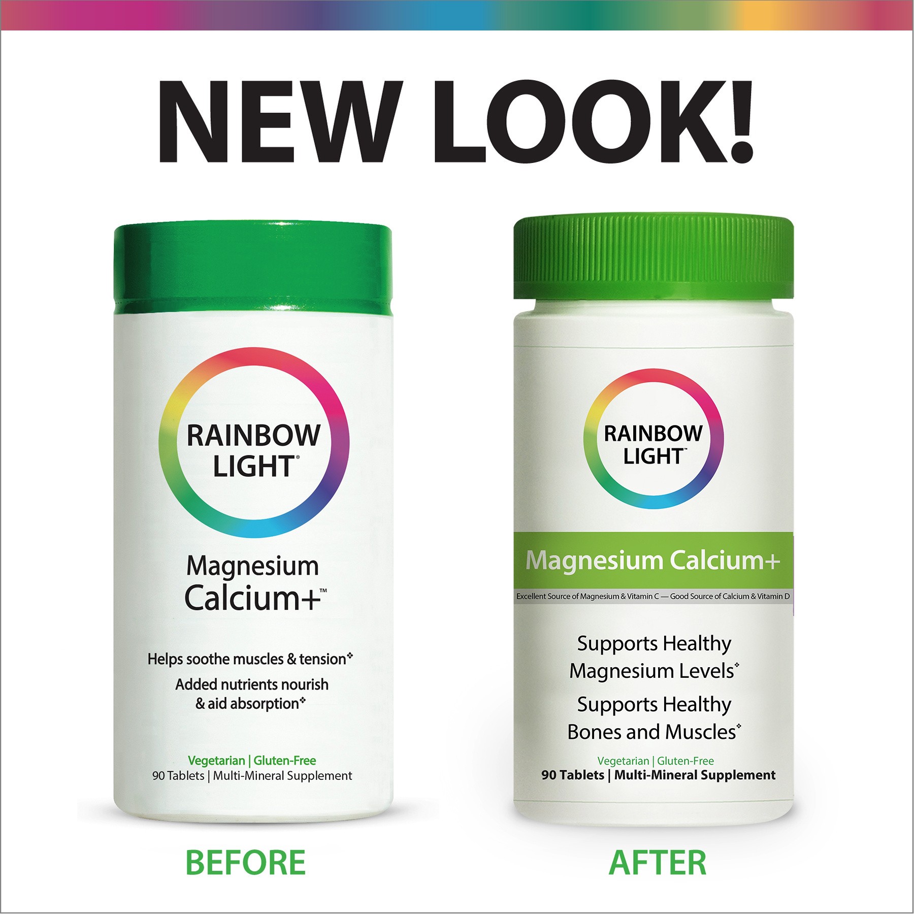 slide 5 of 5, Rainbow Light Magnesium Calcium Plus Multi Mineral Supplement, 90 Count, 1 Bottle, 90 ct
