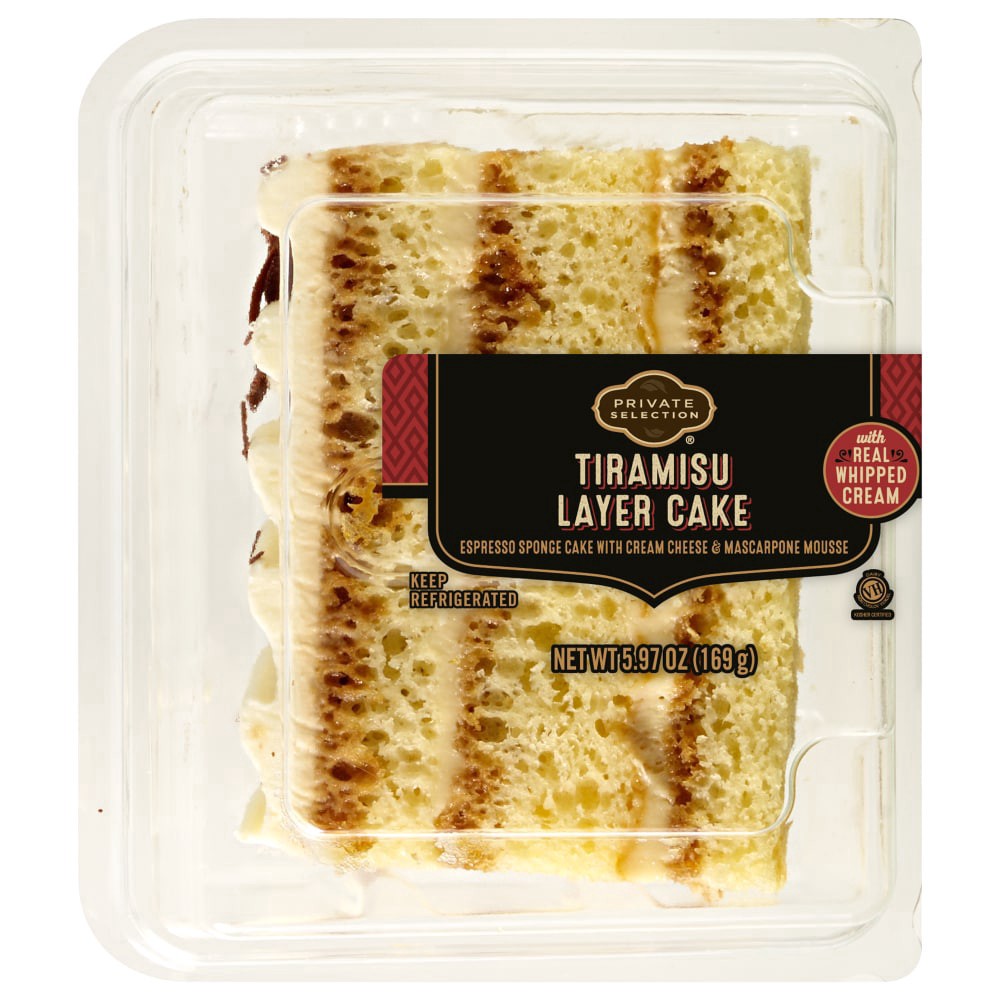 slide 1 of 2, Private Selection 3-Layer Tiramisu Layer Cake Slice, 5.97 oz