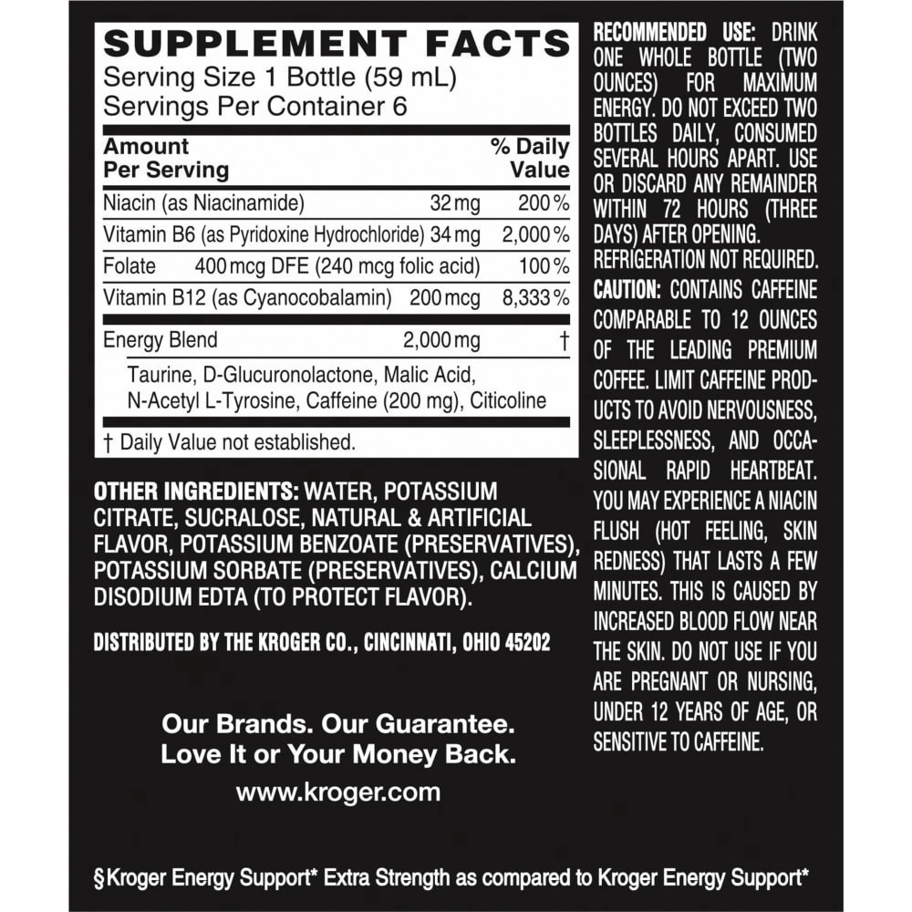 slide 2 of 4, Kroger Grape Extra Strength Energy Shots, 6 ct / 2 fl oz bottles