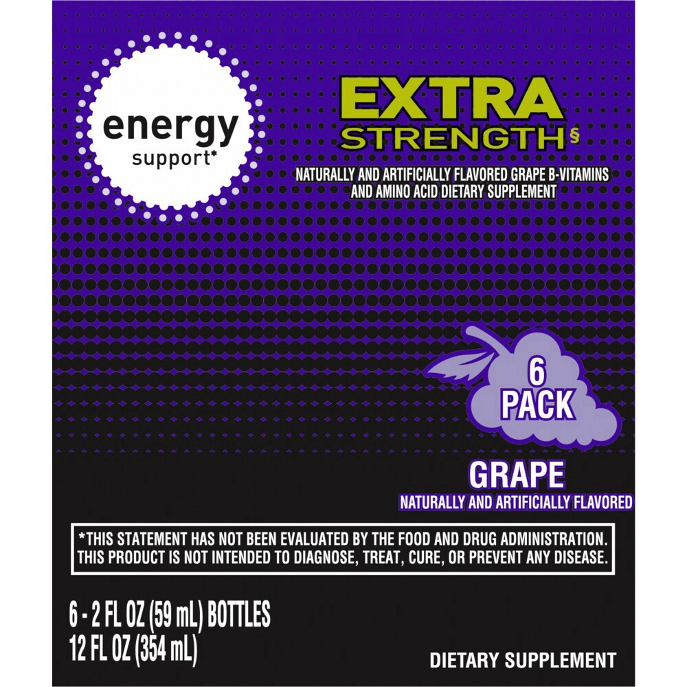 slide 4 of 4, Kroger Grape Extra Strength Energy Shots, 6 ct / 2 fl oz bottles