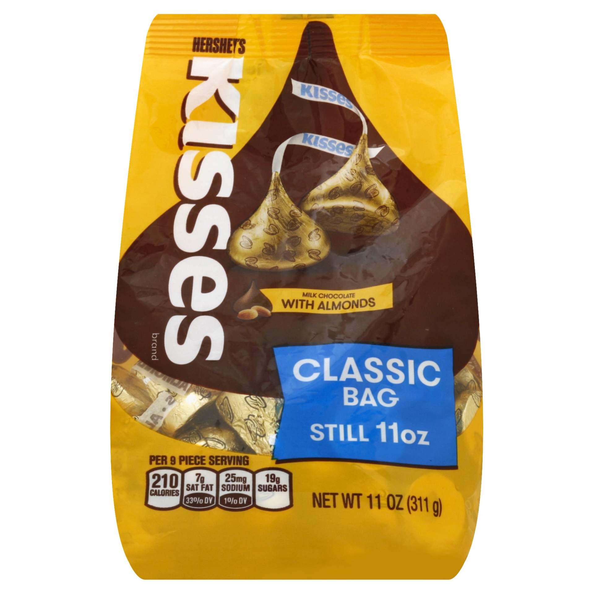 Hershey's Kisses Milk Chocolate With Almonds Classic Bag 11 oz Shipt