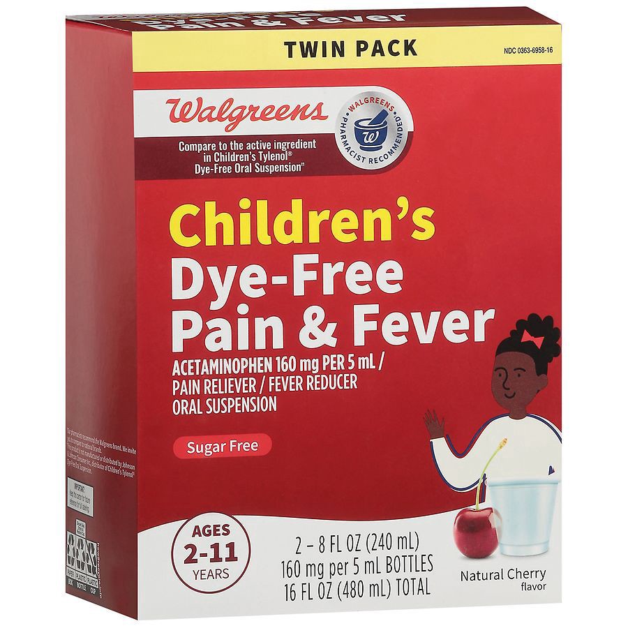 slide 2 of 5, Walgreens Children's Dye-Free Pain & Fever Cherry, 8 fl oz x 2 ct