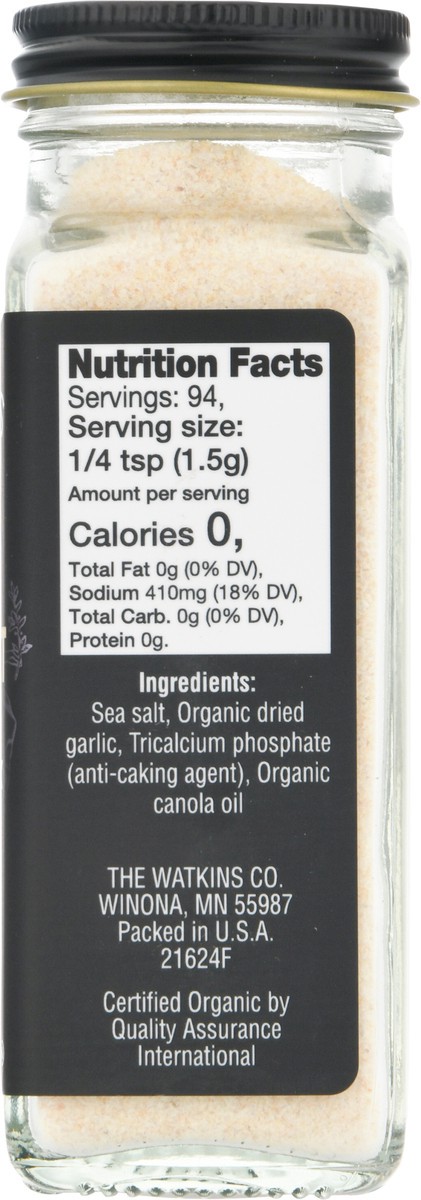 slide 9 of 12, Watkins Organic Garlic Salt 4.9 oz, 4.9 oz