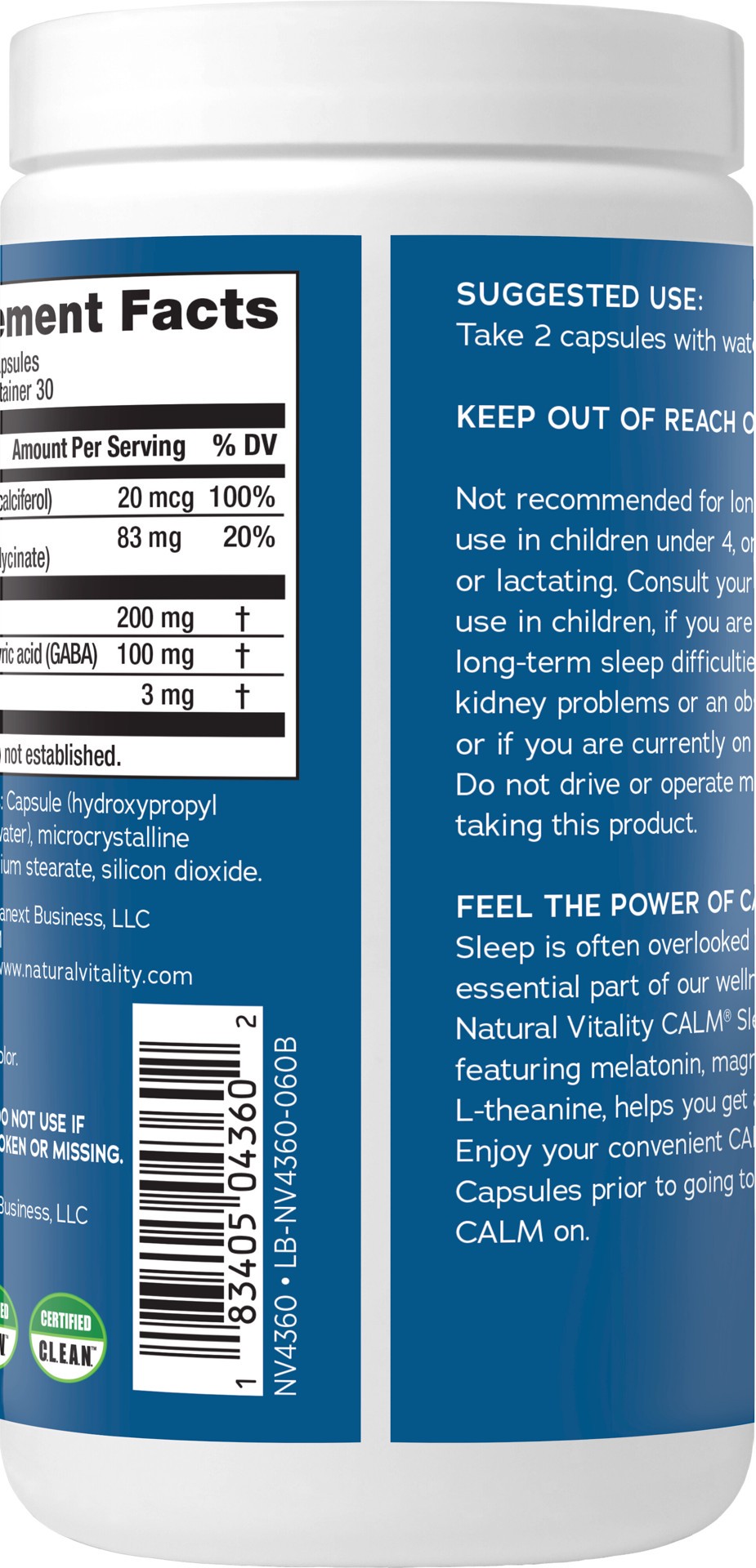 slide 5 of 5, Natural Vitality Calm Nature's Vitality CALM Sleep Magnesium Glycinate 60 Vegan Capsules, 60 ct