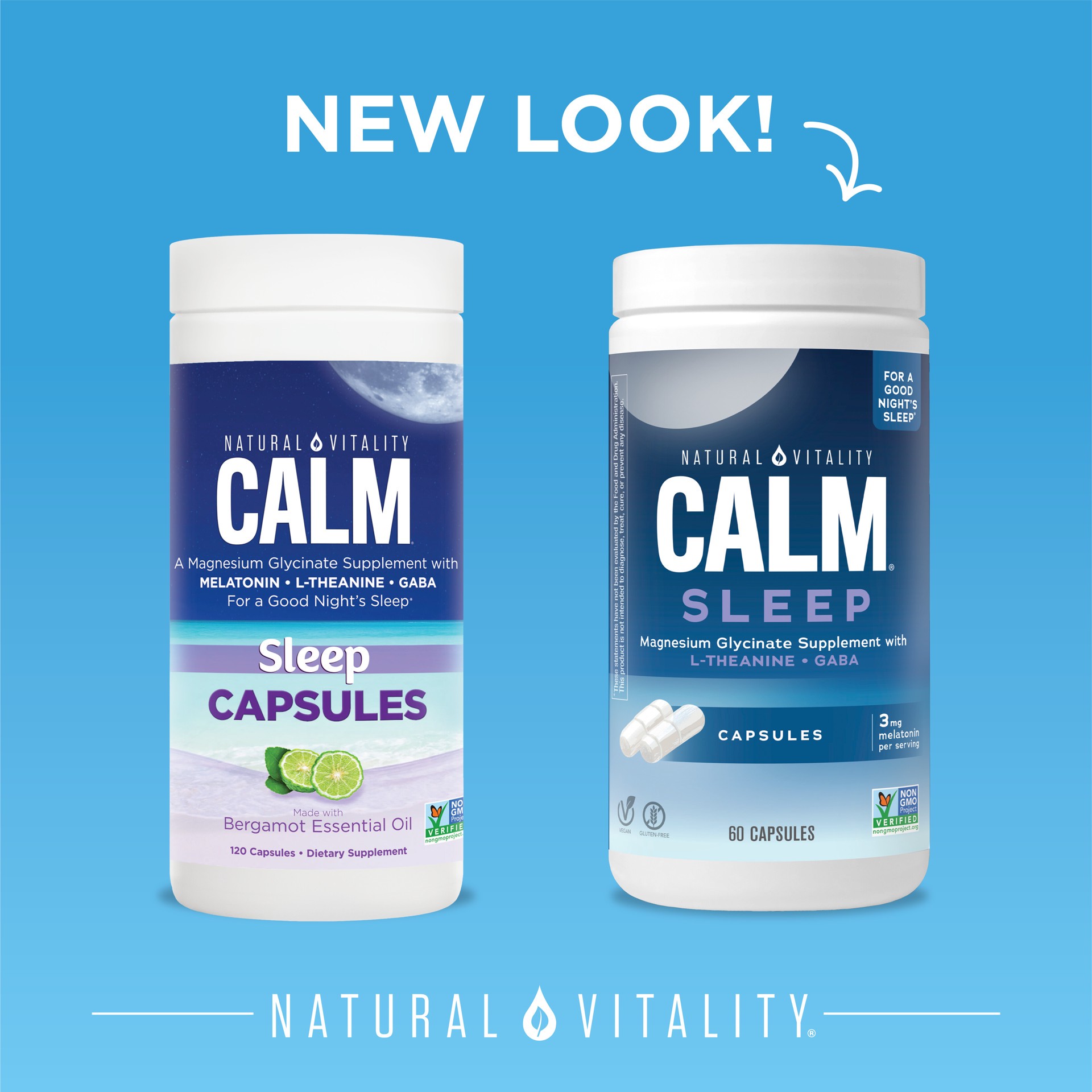 slide 2 of 5, Natural Vitality Calm Nature's Vitality CALM Sleep Magnesium Glycinate 60 Vegan Capsules, 60 ct
