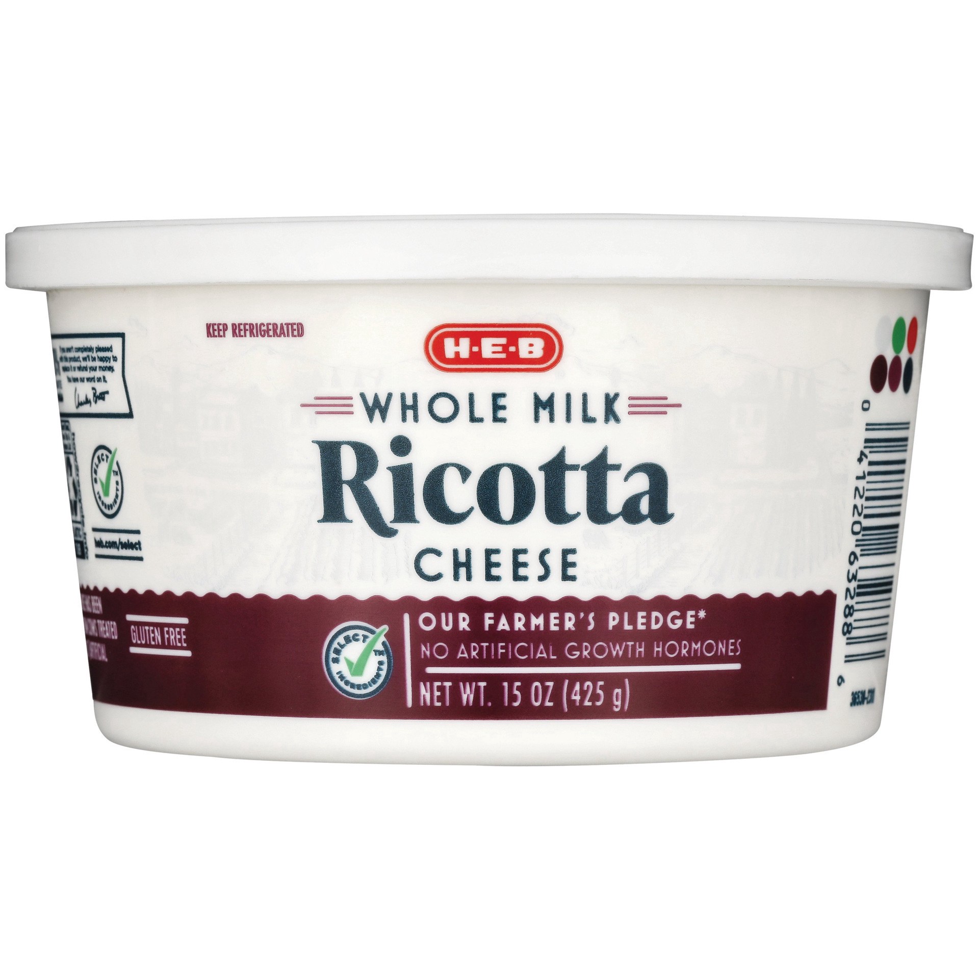 slide 1 of 1, H-E-B Whole Milk Ricotta Cheese, 15 oz