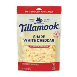 Tillamook Farmstyle Shredded Sharp White Cheddar Cheese 8 oz